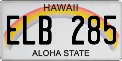 HI license plate ELB285