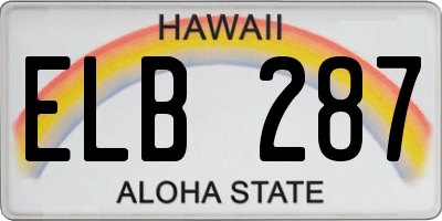 HI license plate ELB287