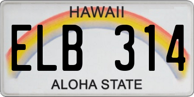 HI license plate ELB314
