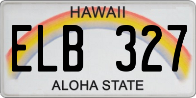 HI license plate ELB327