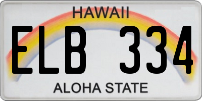 HI license plate ELB334