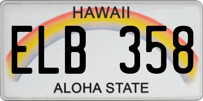 HI license plate ELB358