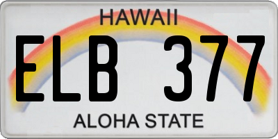 HI license plate ELB377
