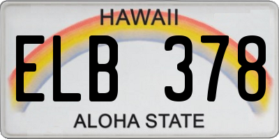 HI license plate ELB378