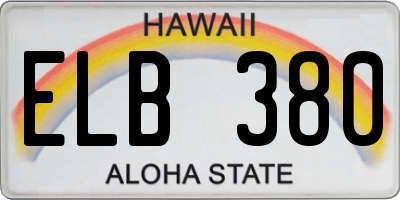 HI license plate ELB380