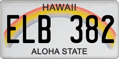 HI license plate ELB382