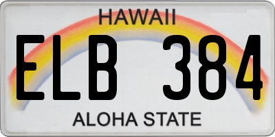 HI license plate ELB384
