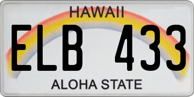 HI license plate ELB433