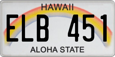 HI license plate ELB451