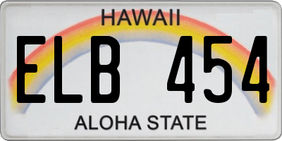 HI license plate ELB454
