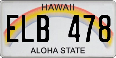 HI license plate ELB478