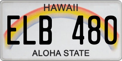 HI license plate ELB480