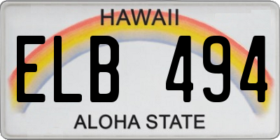 HI license plate ELB494