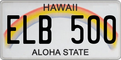HI license plate ELB500
