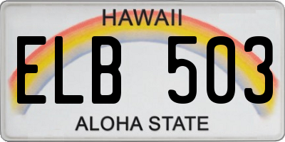 HI license plate ELB503