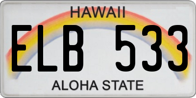 HI license plate ELB533