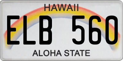 HI license plate ELB560