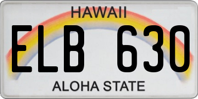 HI license plate ELB630