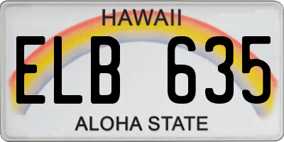 HI license plate ELB635