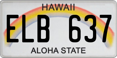 HI license plate ELB637