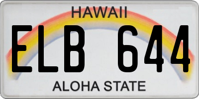 HI license plate ELB644