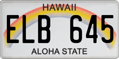HI license plate ELB645