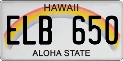 HI license plate ELB650