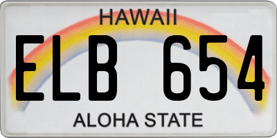 HI license plate ELB654