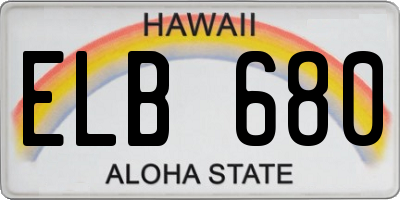 HI license plate ELB680