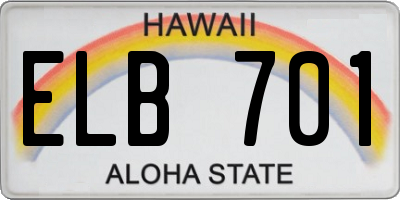 HI license plate ELB701
