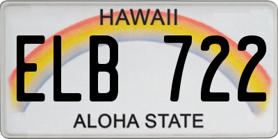 HI license plate ELB722