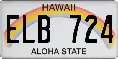 HI license plate ELB724