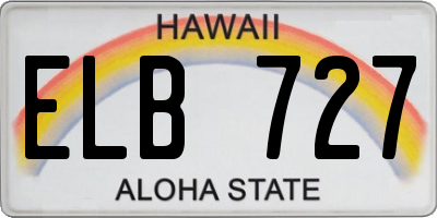 HI license plate ELB727