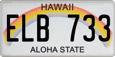 HI license plate ELB733