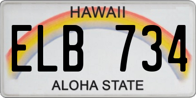 HI license plate ELB734