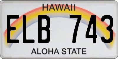 HI license plate ELB743