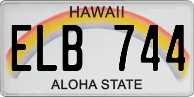HI license plate ELB744