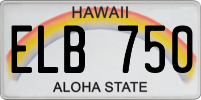 HI license plate ELB750