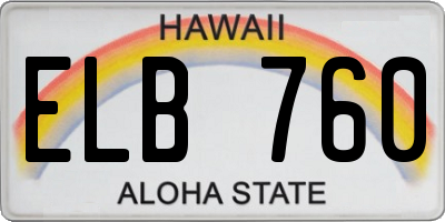HI license plate ELB760