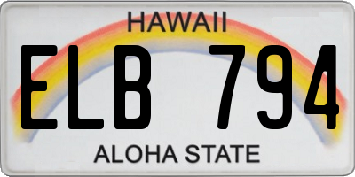HI license plate ELB794