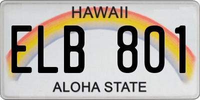HI license plate ELB801