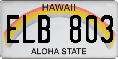 HI license plate ELB803