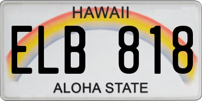 HI license plate ELB818