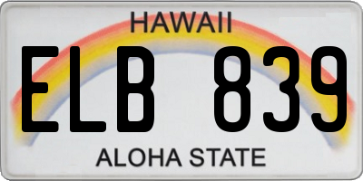 HI license plate ELB839
