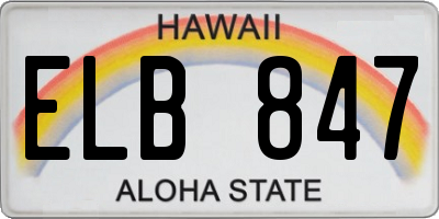 HI license plate ELB847