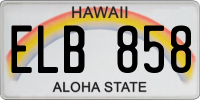 HI license plate ELB858