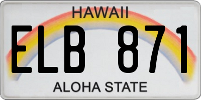 HI license plate ELB871