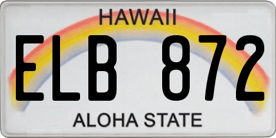HI license plate ELB872