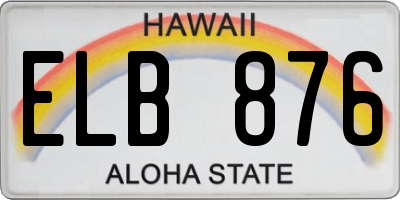 HI license plate ELB876