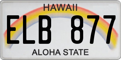 HI license plate ELB877